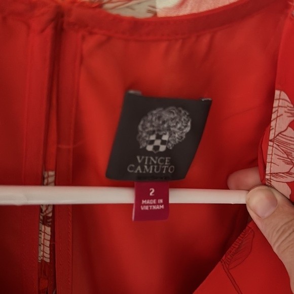 Vince Camuto Floral Print Tie Shoulder Chiffon Midi Dress - Picture 7 of 8